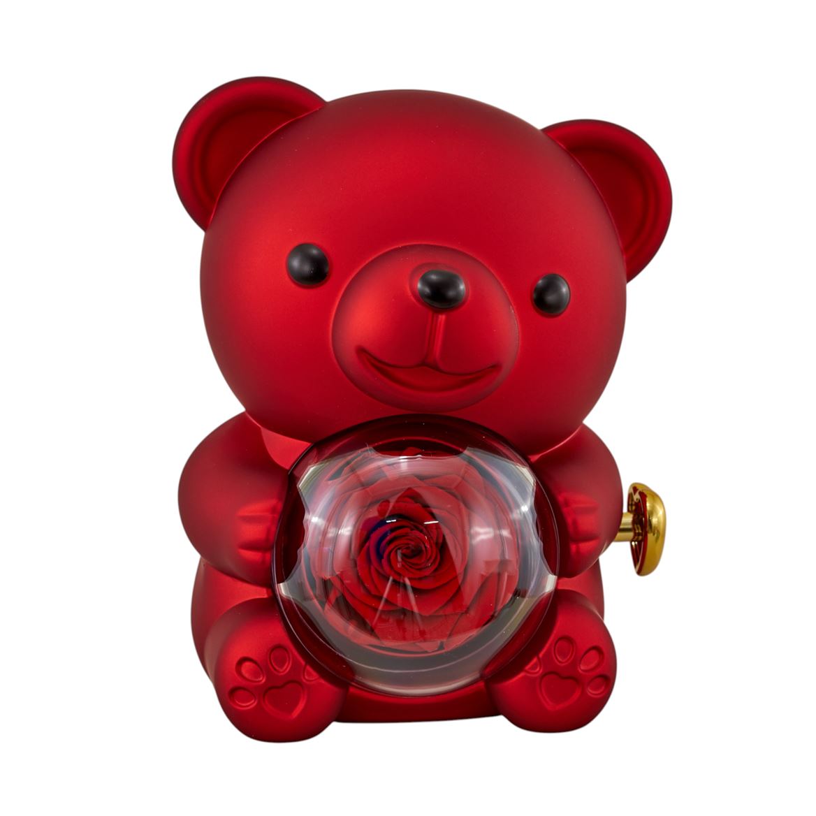 Deco. Scatola Orso + Rosa 12x13x16cm-rosso