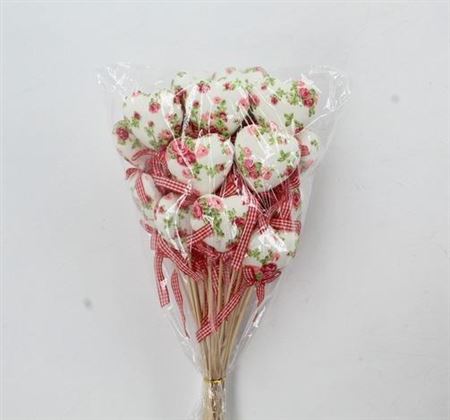 Deco. Stick Heart Romantic Rose+ribbon