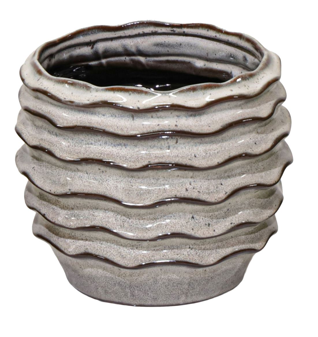 Vasi Ceramica. Boheme Wave Pot D.19 H.15cm - Cream