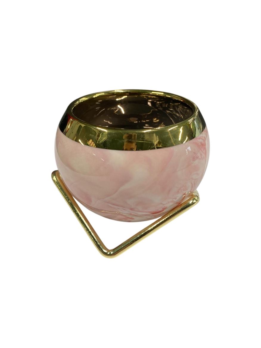 Vasi Ceramica. Bolla Su Piedistallo 8x8cm - Rosa