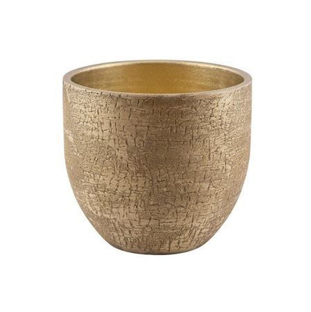Vasi Ceramica. Caspo Avorio Dorato H14 D16cm