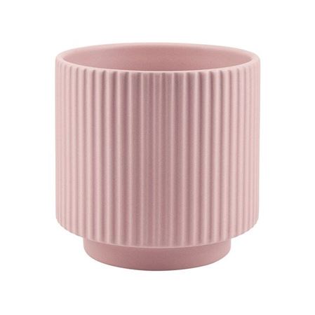 Vasi Ceramica. Cil. Rigato Base D14 H14cm- Rosa