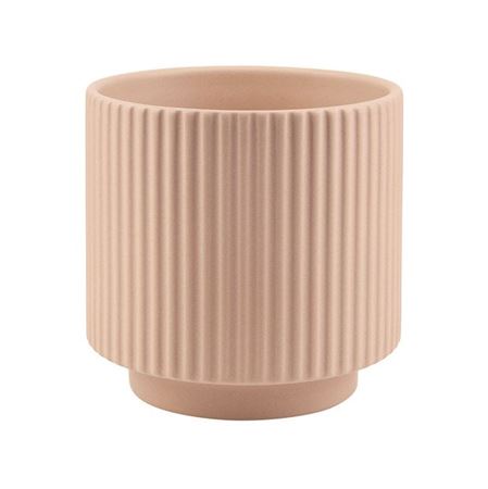 Vasi Ceramica. Cil. Rigato Base D14 H14cm- Tortora
