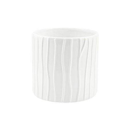 Vasi Ceramica. Cil. Righe Onde D15 H14cm - Bianco