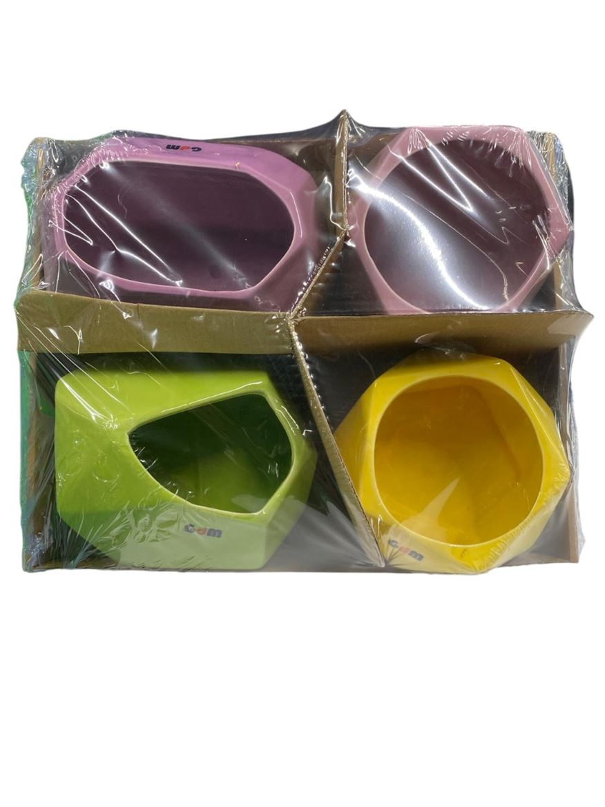 Vasi Ceramica. Design Sfaccettato Mix Color