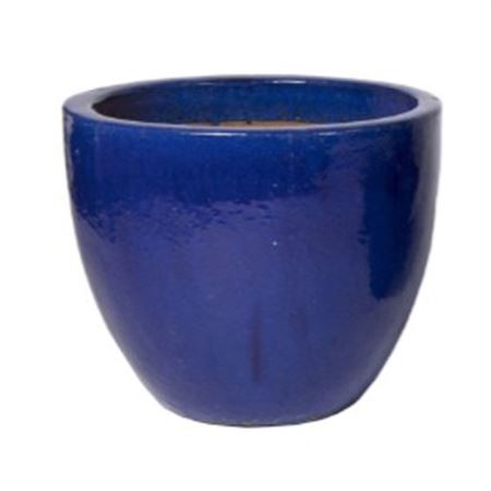 Vasi Ceramica. Glazed Egg Pot D38 H32cm - Blue