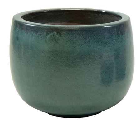 Vasi Ceramica. Glazed Pot Bowl D27 H18cm - M Green