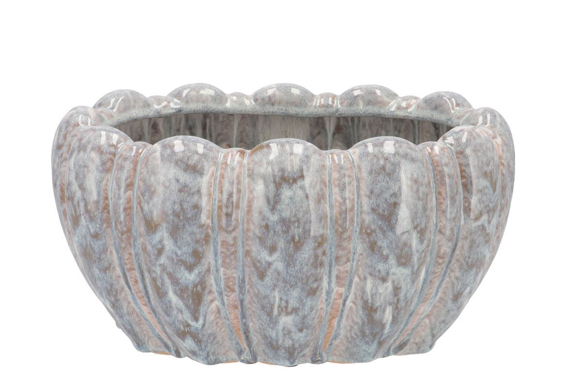 Vasi Ceramica. Inga Grey Pot Oval Glaze 29x20x15cm