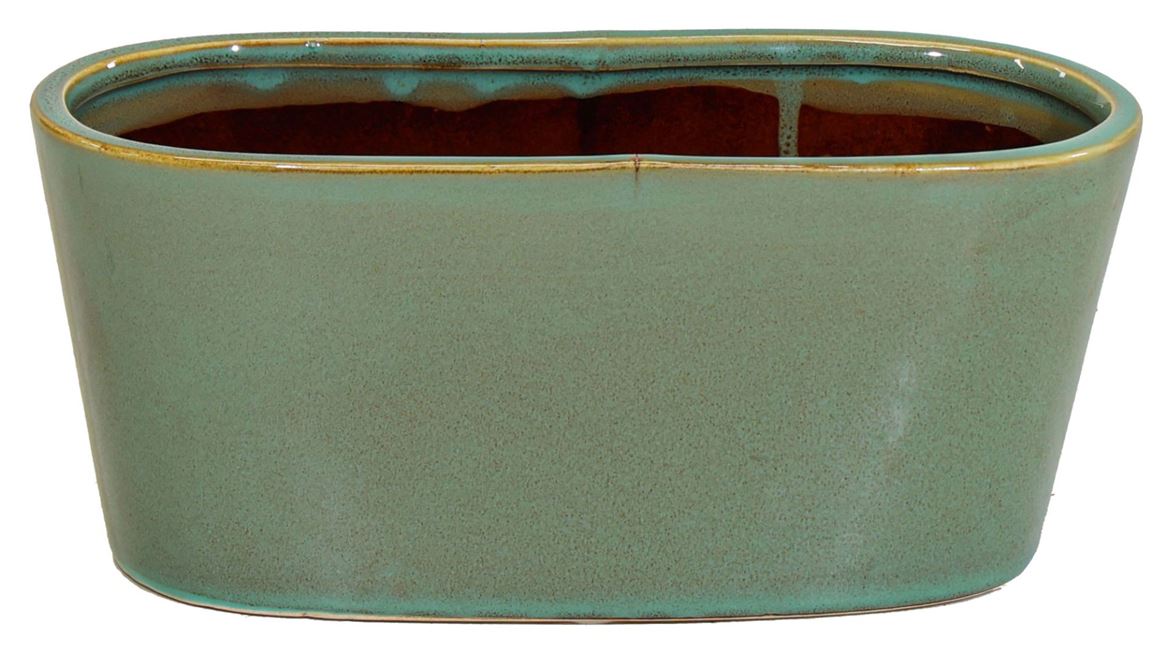 Vasi Ceramica. Planter Oval Verde L25 P13.5h12.5cm