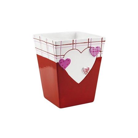 Vasi Ceramica. Quadrato Cuore Rosso 15x13x13cm