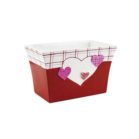 Vasi Ceramica. Rett. Cuore Rosso 10x9.5x16.5cm