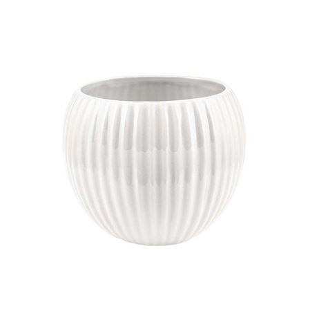 Vasi Ceramica. Sfera Rigata D.16 H.13.5 - Bianco