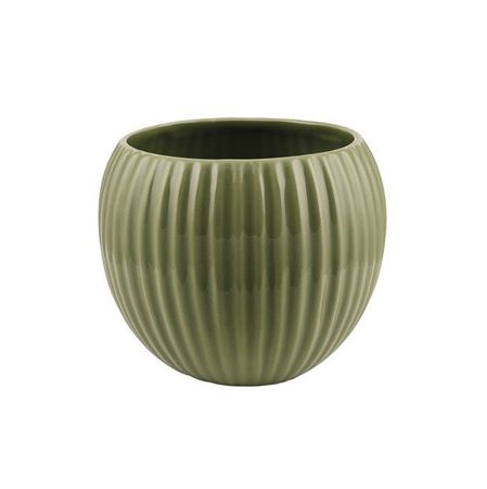 Vasi Ceramica. Sfera Rigata D.16 H.13.5 - Verde