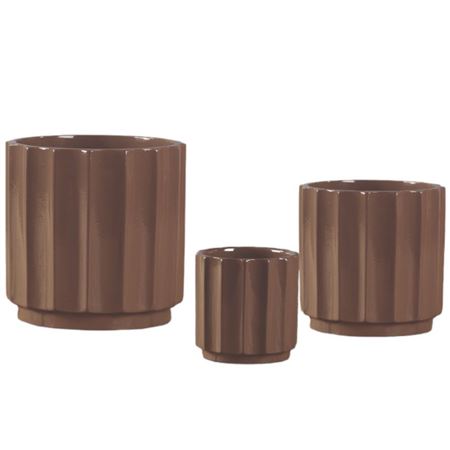 Vasi Ceramica. Tris Caspò Zigrinato Marrone D21h21