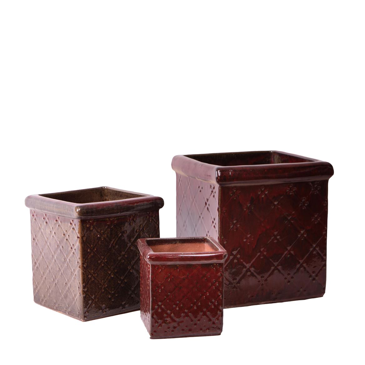 Vasi Ceramica. Tris Cubo D.36/28/20cm - Red