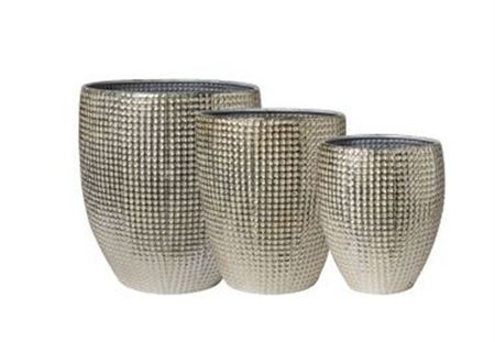 Vasi Metallo. Tris 36x42-30x36-24x30cm - Pewter