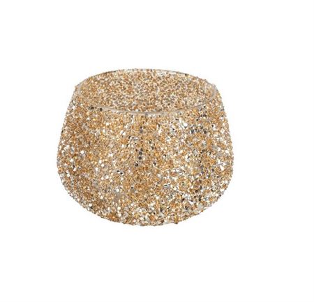 Vasi Vetro. Brillantini Oro D16.5 H11.5cm