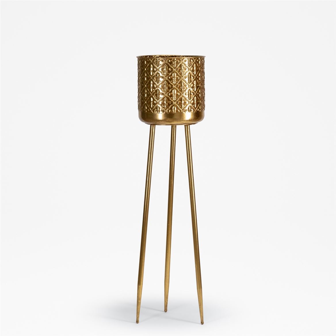 Wedd. Alzata P.pianta Retrò Oro 33x33x121cm