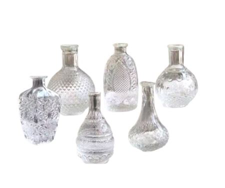 Wedd. Bottiglie Vetro Miste Antique Trasparenti H.