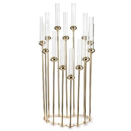 Wedd. Candelab.12 Fiamme Gold Cuore L.60x47h.122cm