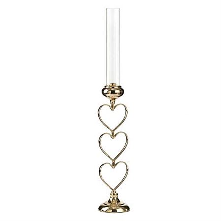 Wedd. Candeliere 1 Fiamma Gold Cuore L.11 X 11cm
