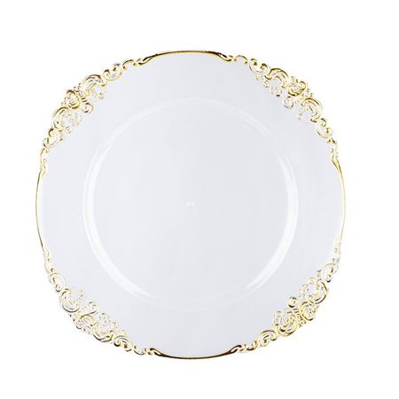Wedd. Piatto Trasparente Design Oro D.33cm