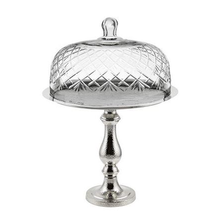 Wedd. Portatorta Alluminio E Vetro H.44 D.32cm