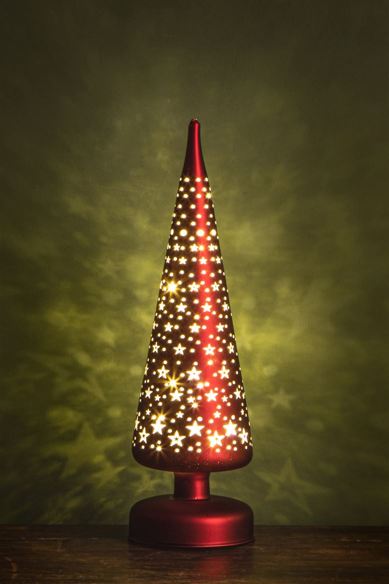 Xmas. Albero 9xh30cm Led Con Stelle - Red