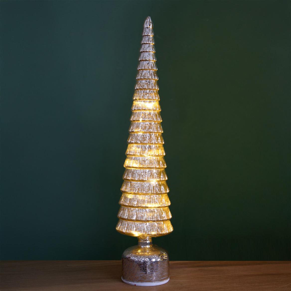 Xmas. Albero Vetro Led H.50cm Girevole - Silver
