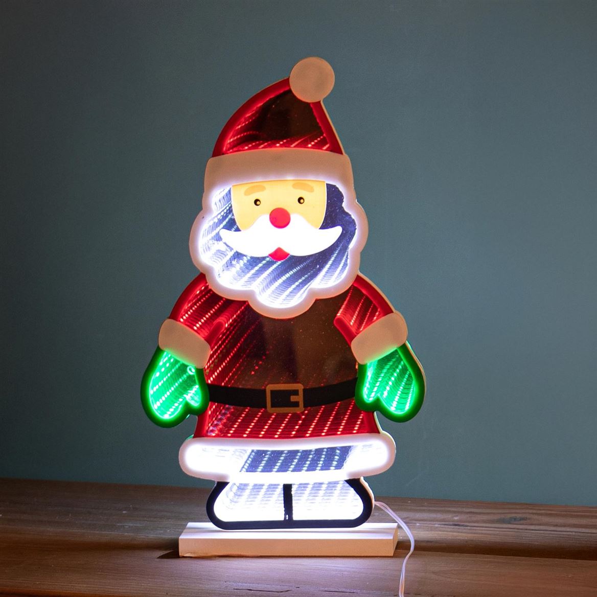 Xmas. Babbo Nat.15xh.28 Cm Led Con Base- Multicol