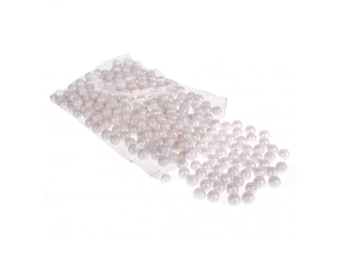 Xmas. Bacche 288 Pz Glitter D.1,5cm - White