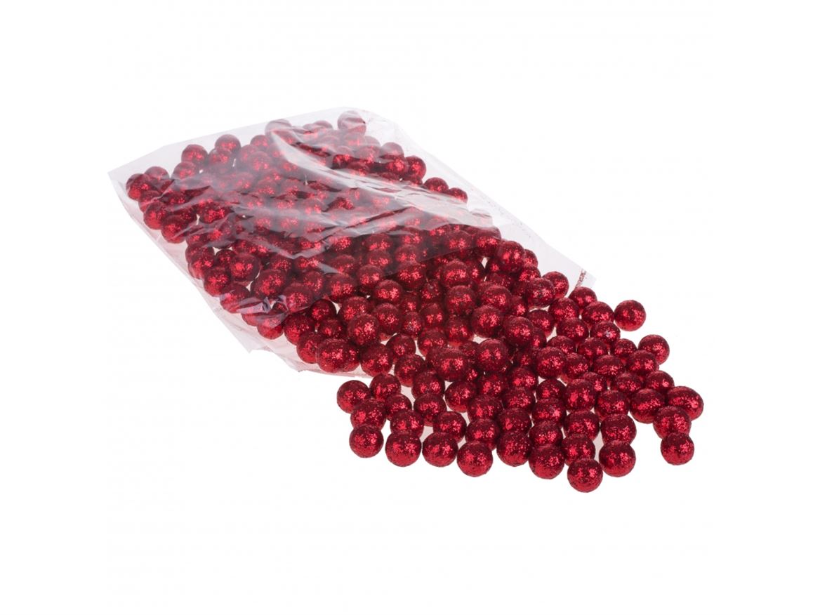 Xmas. Bacche 288 Pz Glitter Dm 1,5cm - Red