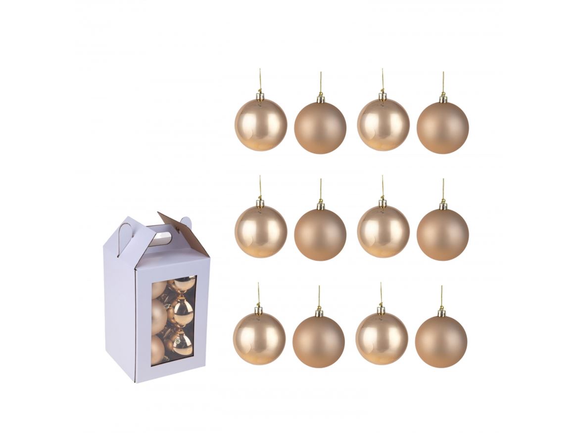 Xmas. Box 12 Sfere D.8 Cm Ass.matt+shiny- Gold
