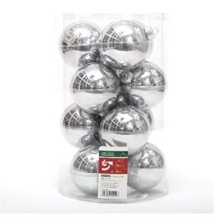 Xmas. Box 12 Sfere Vetro D.10cm - Argento