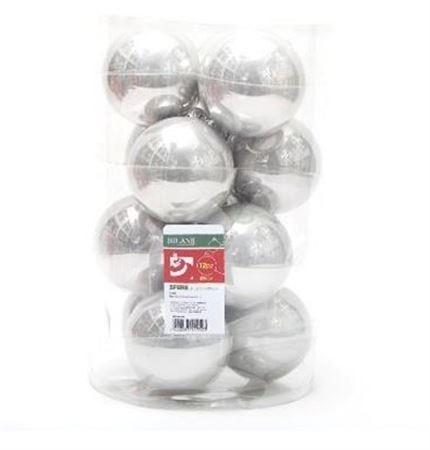 Xmas. Box 12 Sfere Vetro D.10cm - Argento Perlato