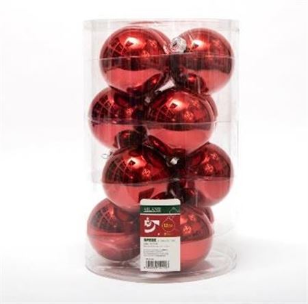 Xmas. Box 12 Sfere Vetro D.10cm - Rosso