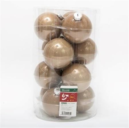 Xmas. Box 12 Sfere Vetro D.10cm - Tortora