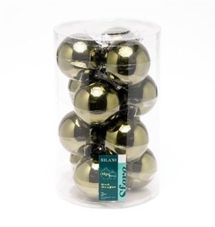 Xmas. Box 12 Sfere Vetro D.10cm - Verde Muschio