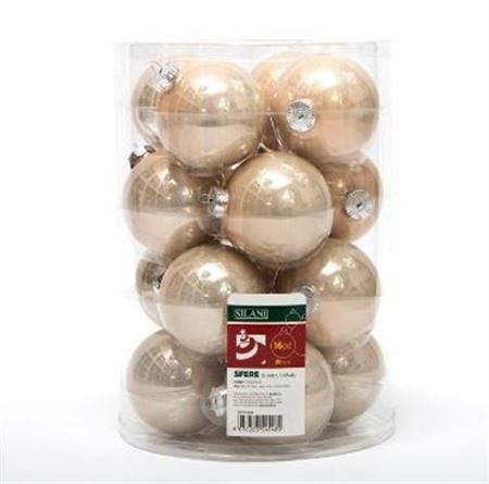 Xmas. Box 16 Sfere Vetro D.8cm - Oro Platinato