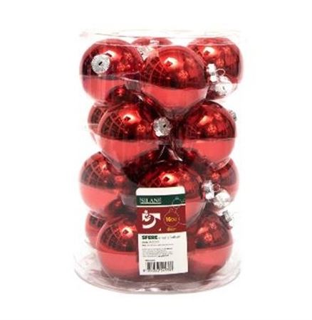 Xmas. Box 16 Sfere Vetro D.8cm - Rosso