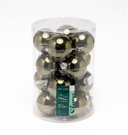 Xmas. Box 16 Sfere Vetro D.8cm - Verde Muschio