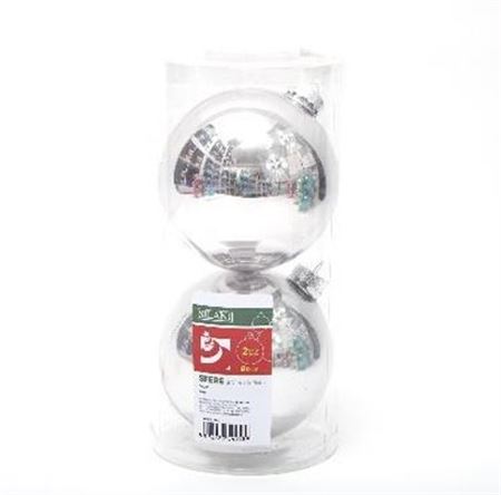 Xmas. Box 2 Sfere Vetro D.12cm - Argento