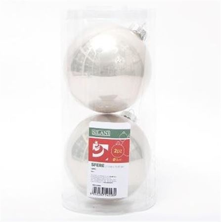 Xmas. Box 2 Sfere Vetro D.12cm - Argento Perla