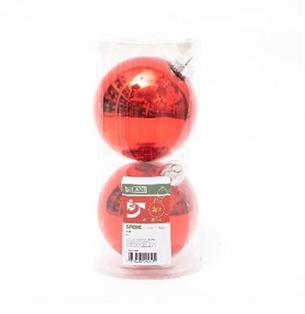 Xmas. Box 2 Sfere Vetro D.12cm - Rosso