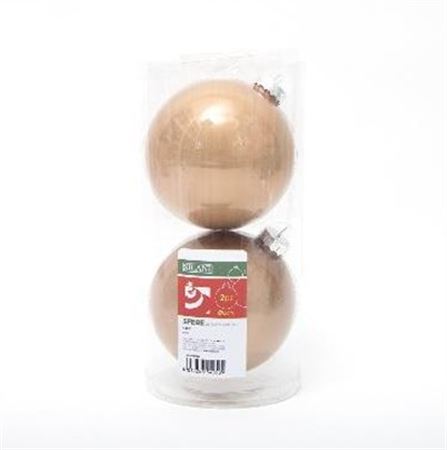 Xmas. Box 2 Sfere Vetro D.12cm - Tortora