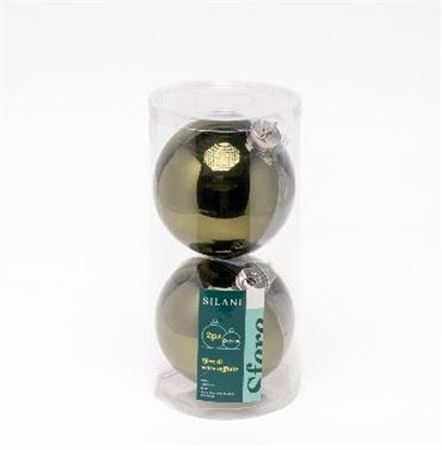 Xmas. Box 2 Sfere Vetro D.12cm - Verde Muschio