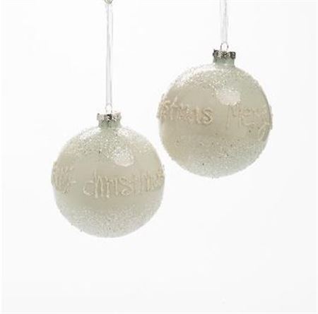 Xmas. Box 2 Sfere Vetro Merry D.12cm - Bianco