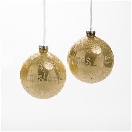 Xmas. Box 2 Sfere Vetro Merry D.12cm - Oro