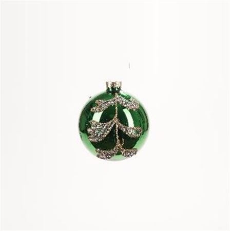 Xmas. Box 2 Sfere Vetro Petali D.12cm - Verde