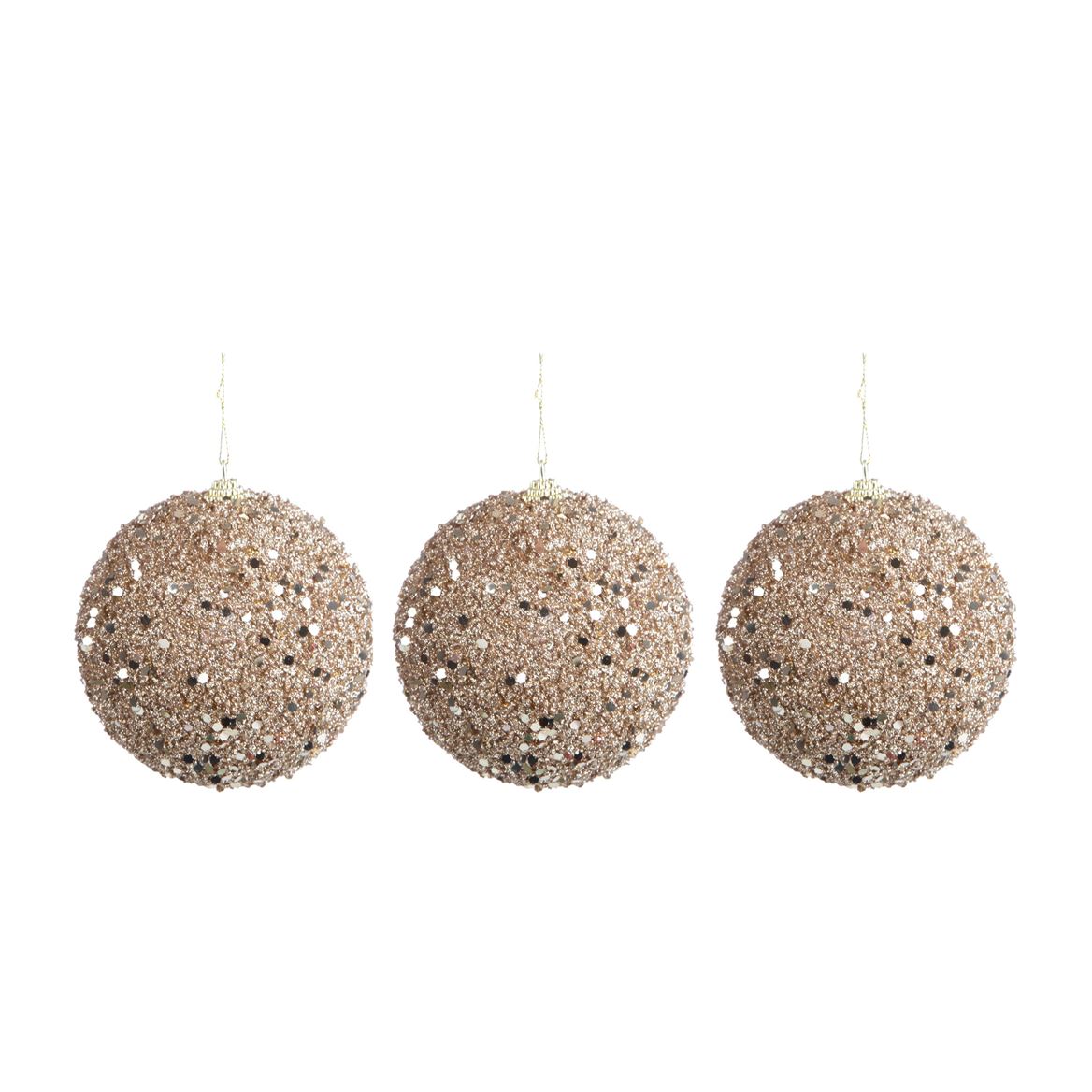 Xmas. Box 3 Sfere D.15 Cm Paillettes - Gold